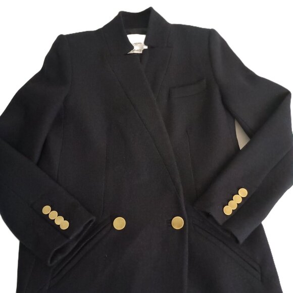 Mango Jackets & Blazers - Mango Wool Blend Double Breasted Mid-Thigh Suit Coat Navy Blue Women’s XXS EUC